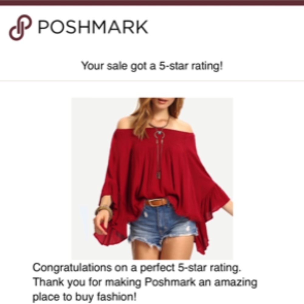 LAST 1!  Boho Off Shoulder Red top - Picture 4 of 8